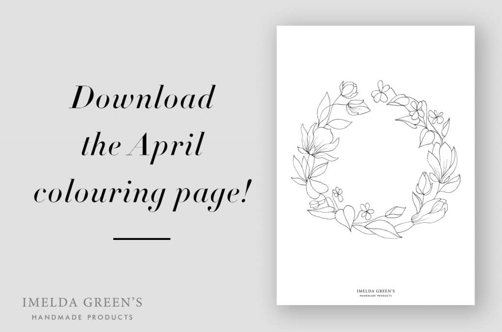 Downloadable colouring page | April floral wreath - watercolour tutorial