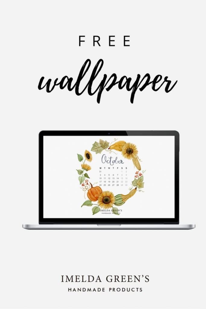 Hand-painted wallpaper calendar for the month of October