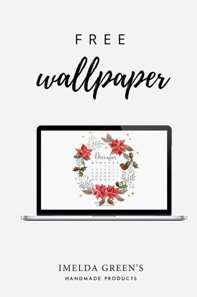 Hand-painted wallpaper calendar for December, free download