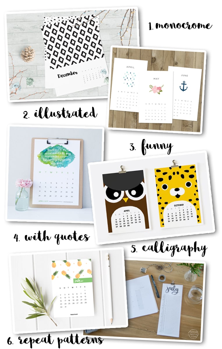 Make your own calendar for 2017 - inspiration