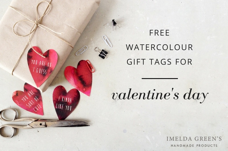 FREE downloadable watercolour gift tags for Valentine's Day