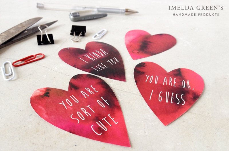 FREE downloadable watercolour gift tags for Valentine's Day