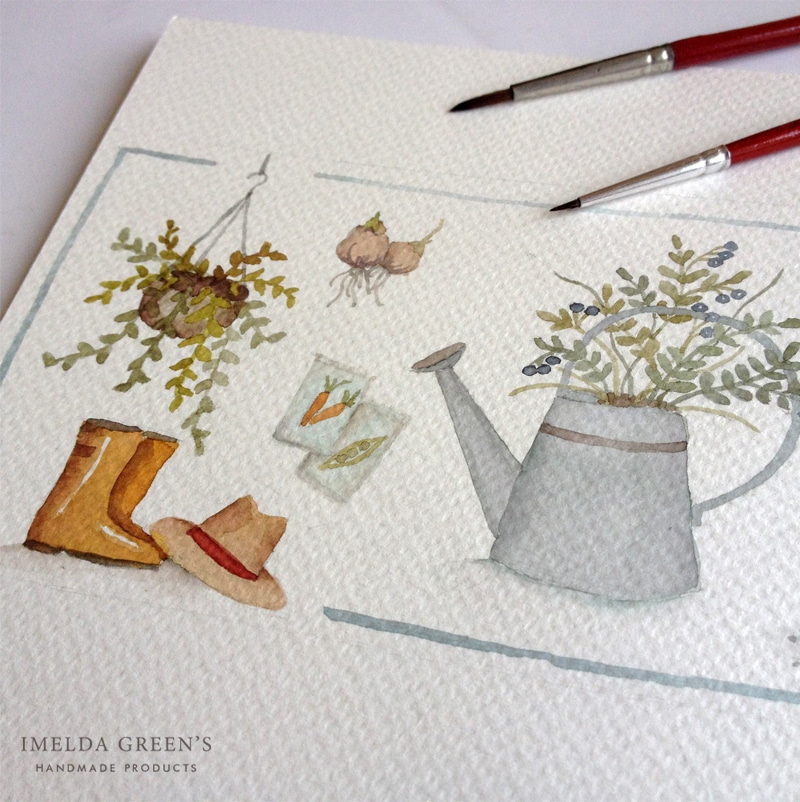 Garden watercolor illustration