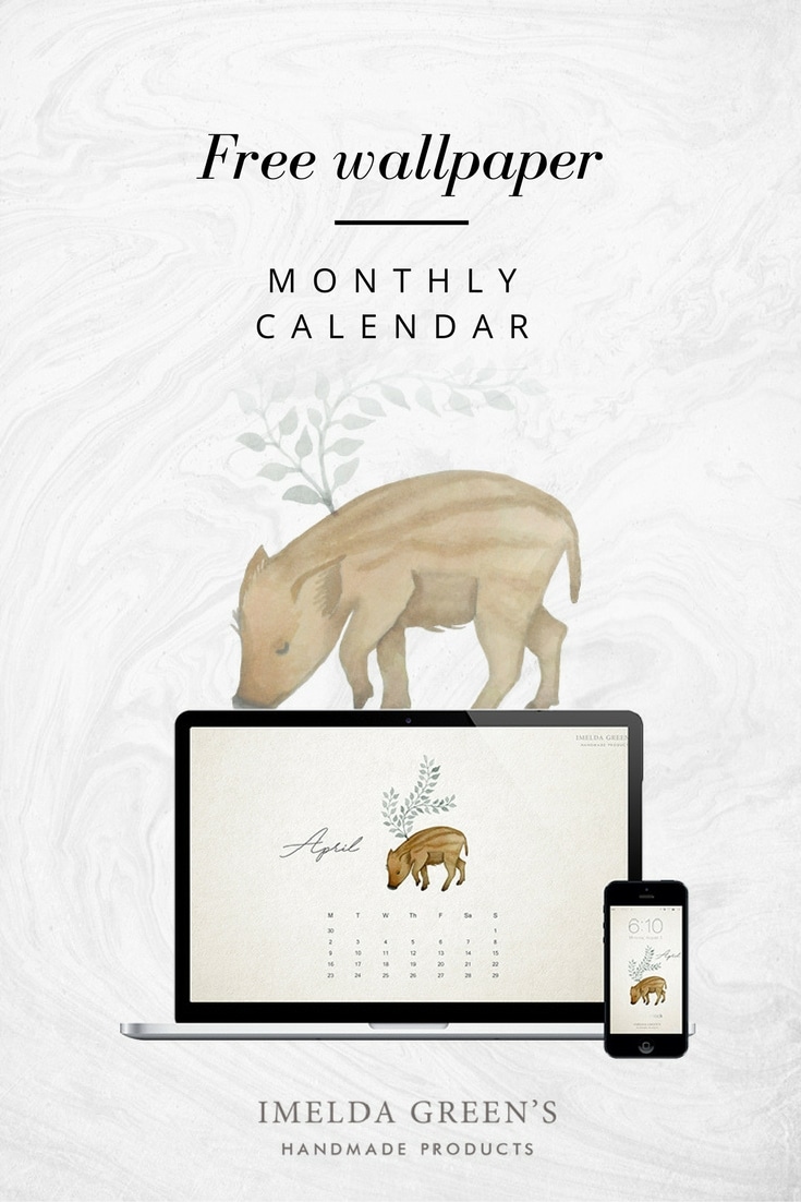 Forest animals - hand-painted watercolour wallpaper calendar