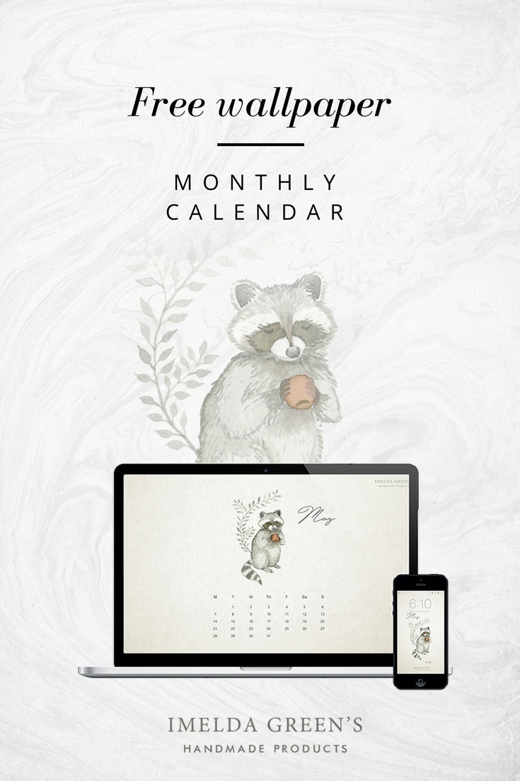 Forest animals - hand-painted watercolour wallpaper calendar