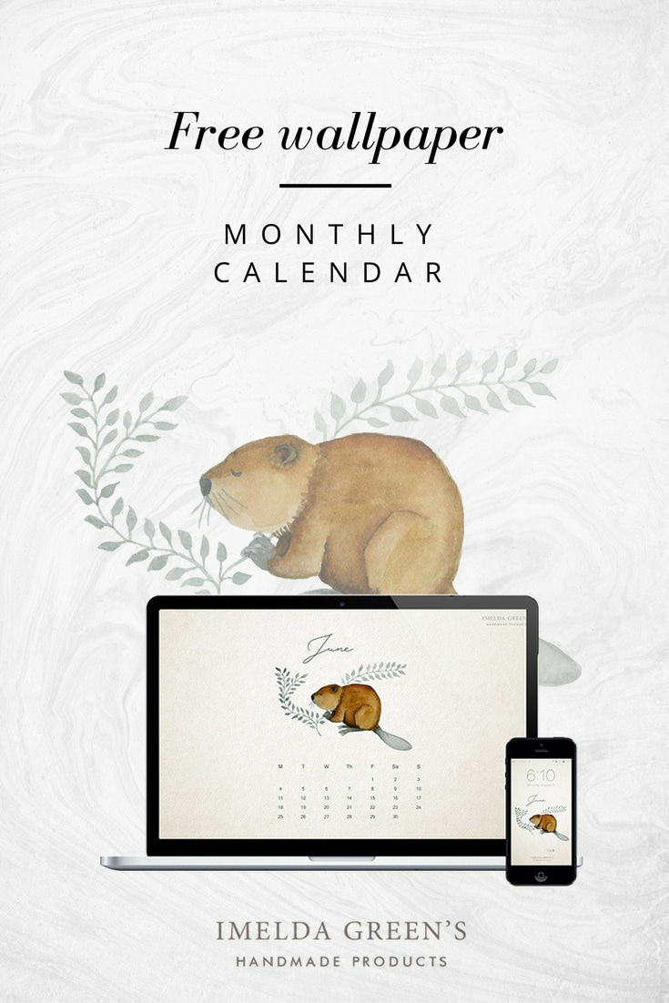 Forest animals - hand-painted watercolour wallpaper calendar