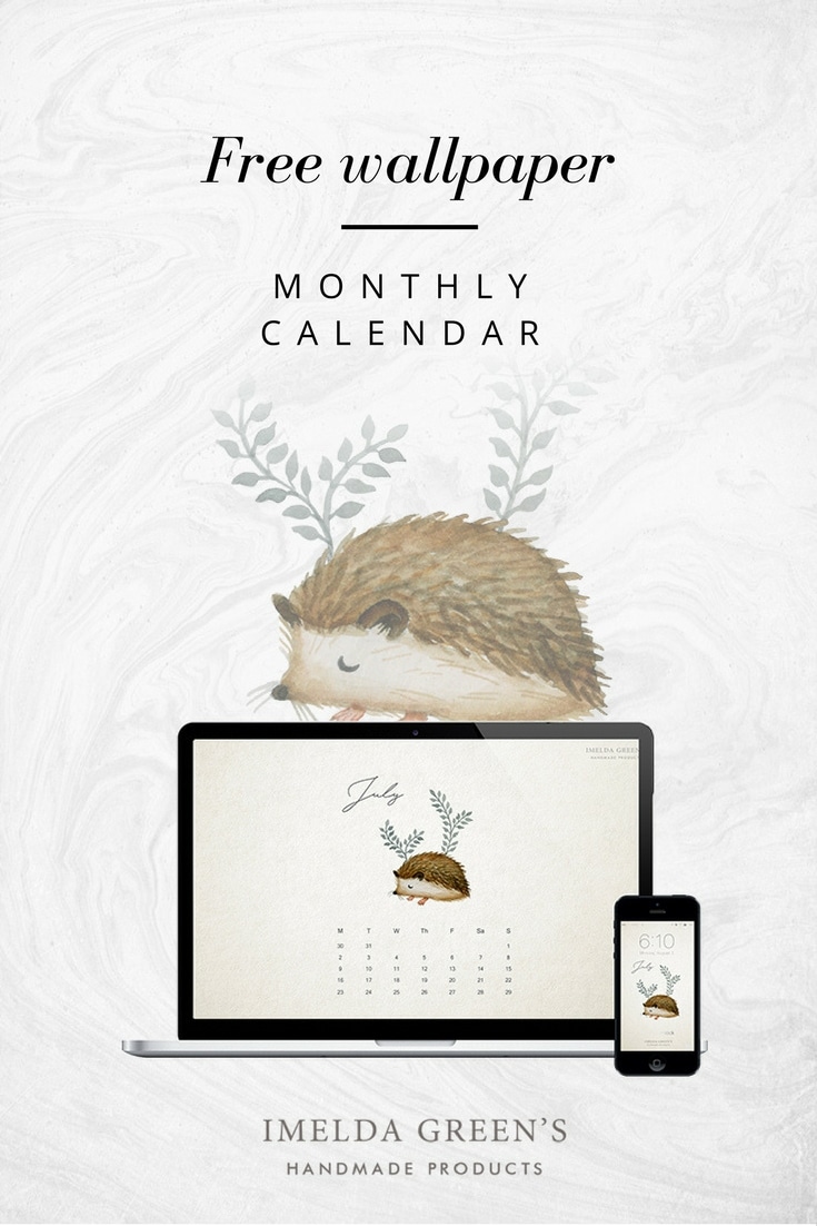 Forest animals - hand-painted watercolour wallpaper calendar