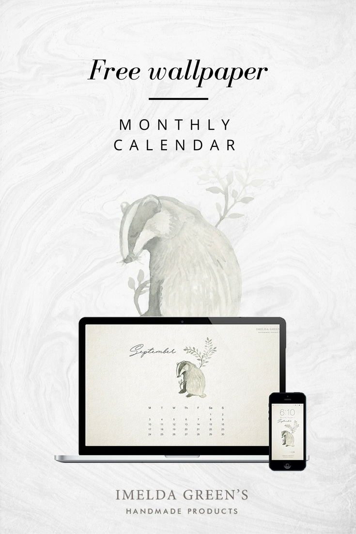 Forest animals - hand-painted watercolour wallpaper calendar