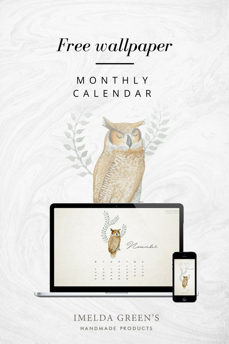 Forest animals - hand-painted watercolour wallpaper calendar