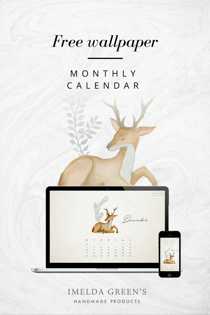 Forest animals - hand-painted watercolour wallpaper calendar