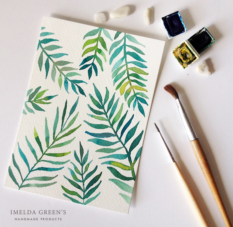 Watercolor palm leaves - join the one week art challenge