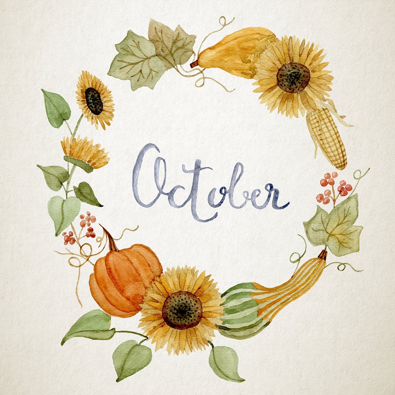 Watercolor floral wreath collection