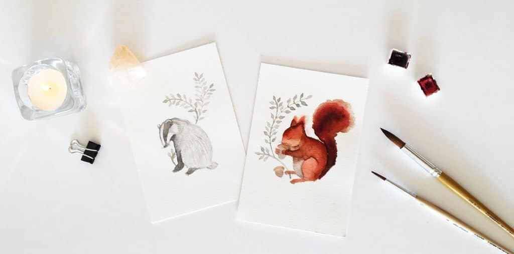 Forest animals - watercolor illustration