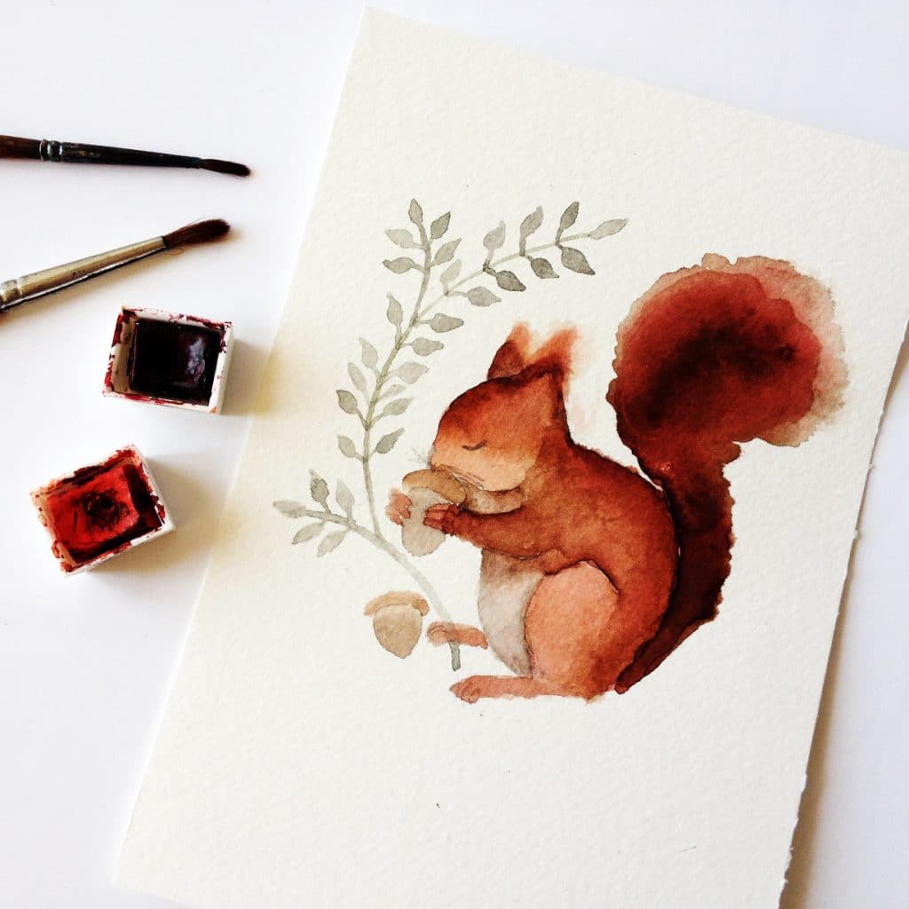 Forest animals - watercolor illustration