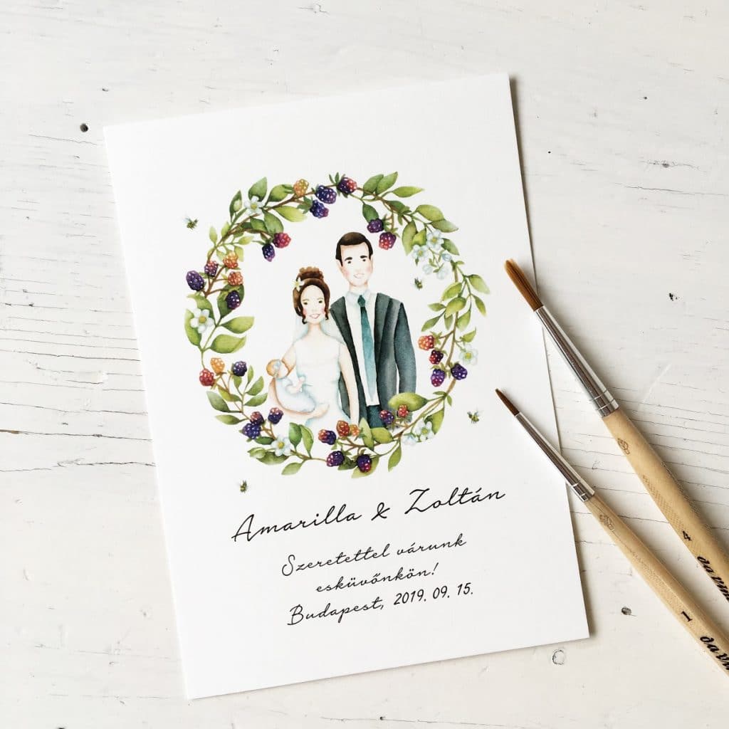 Wedding invite - custom watercolor illustration