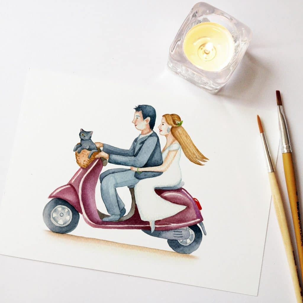 Wedding invite - custom watercolor illustration