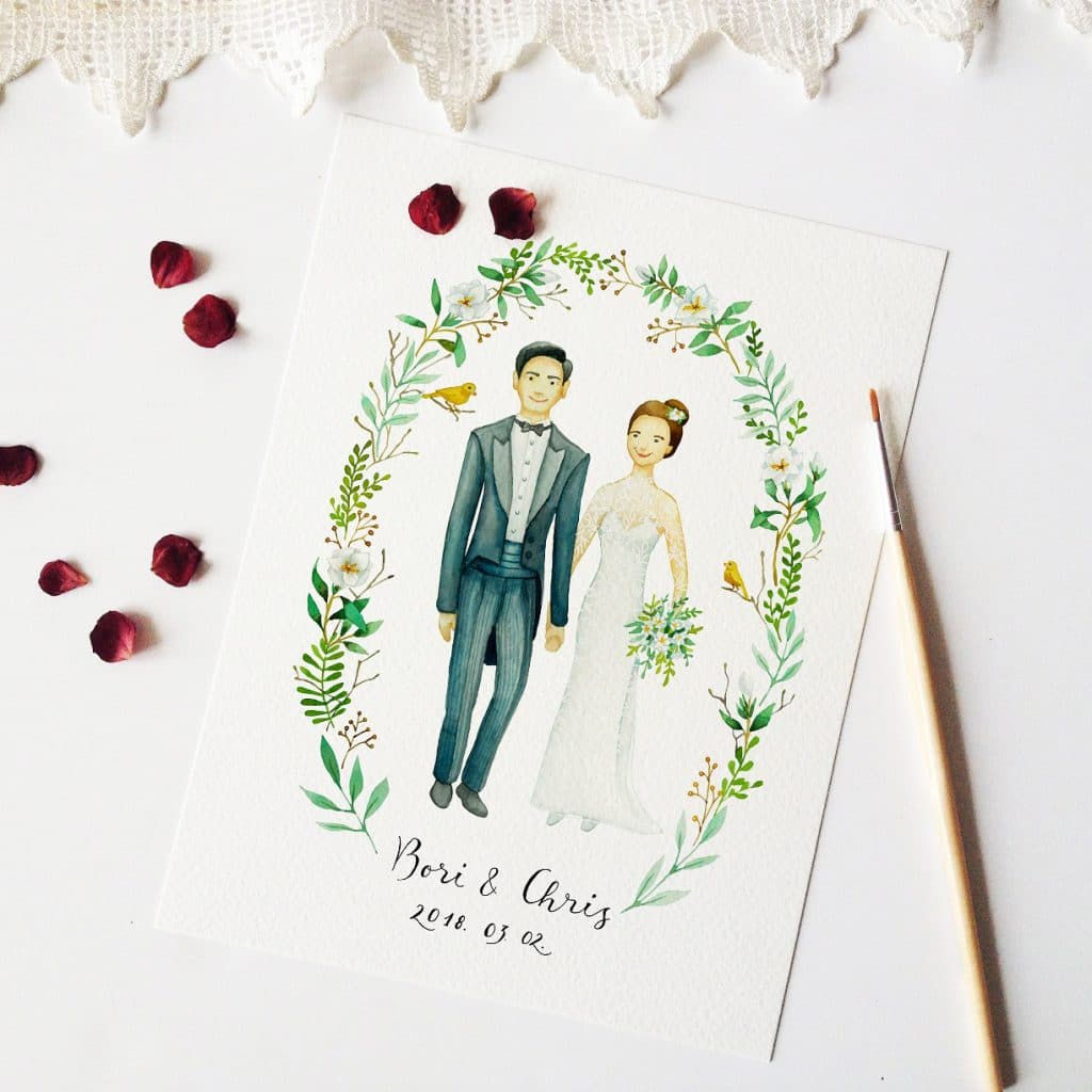 Wedding invite - custom watercolor illustration