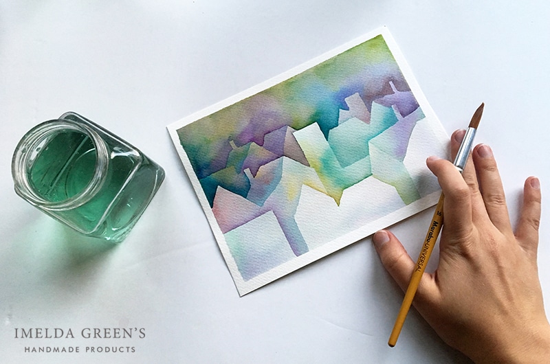 Negative painting - city illustration - a step by step watercolor tutorial