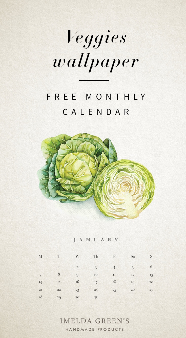 Veggies monthly calendar | Free wallpaper | hand-painted watercolor food illustration