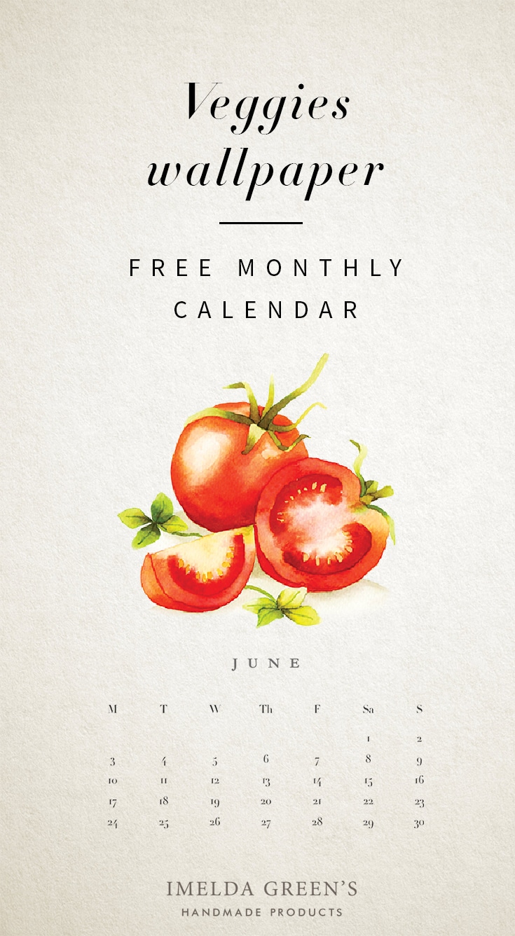 Veggies monthly calendar | Free wallpaper | hand-painted watercolor food illustration