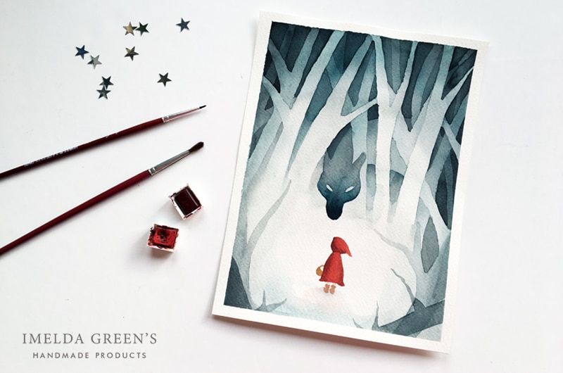 Little Red Riding Hood - watercolor illustration