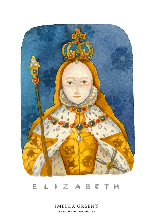 Watercolour portrait | Elizabeth I - Coronation portrait | 3 inspirational queens for women's day