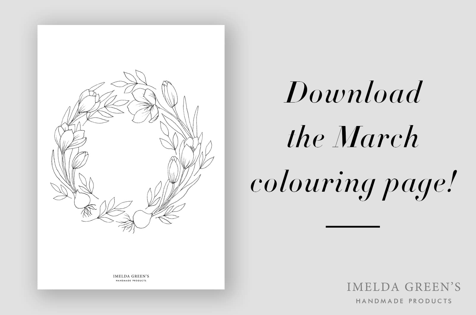 Downloadable colouring page - January floral wreath - watercolour