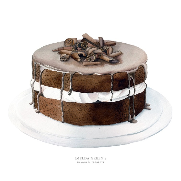 food illustration - chocolate cake