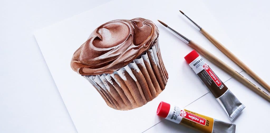food illustration - chocolate cupcake