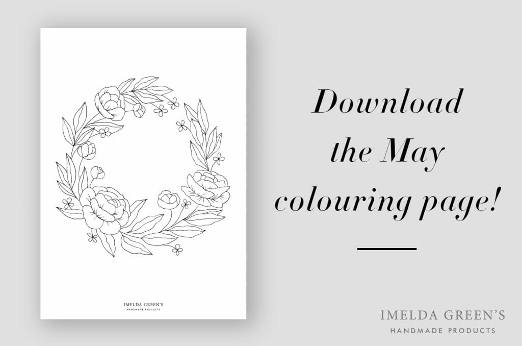 Downloadable colouring page | May floral wreath - watercolour tutorial
