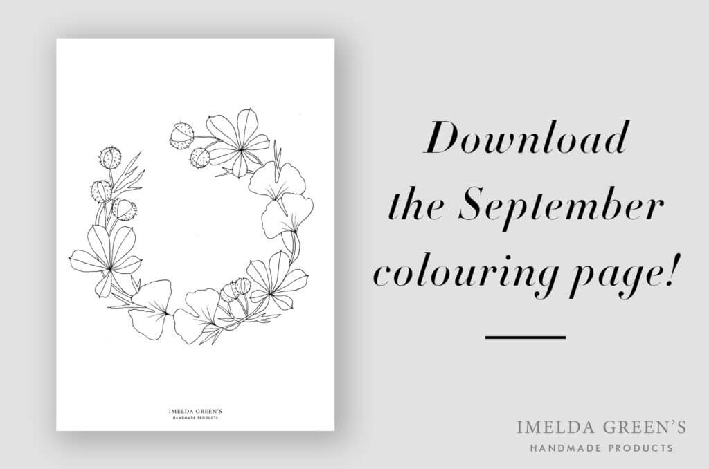 Downloadable colouring page | September floral wreath - watercolour tutorial