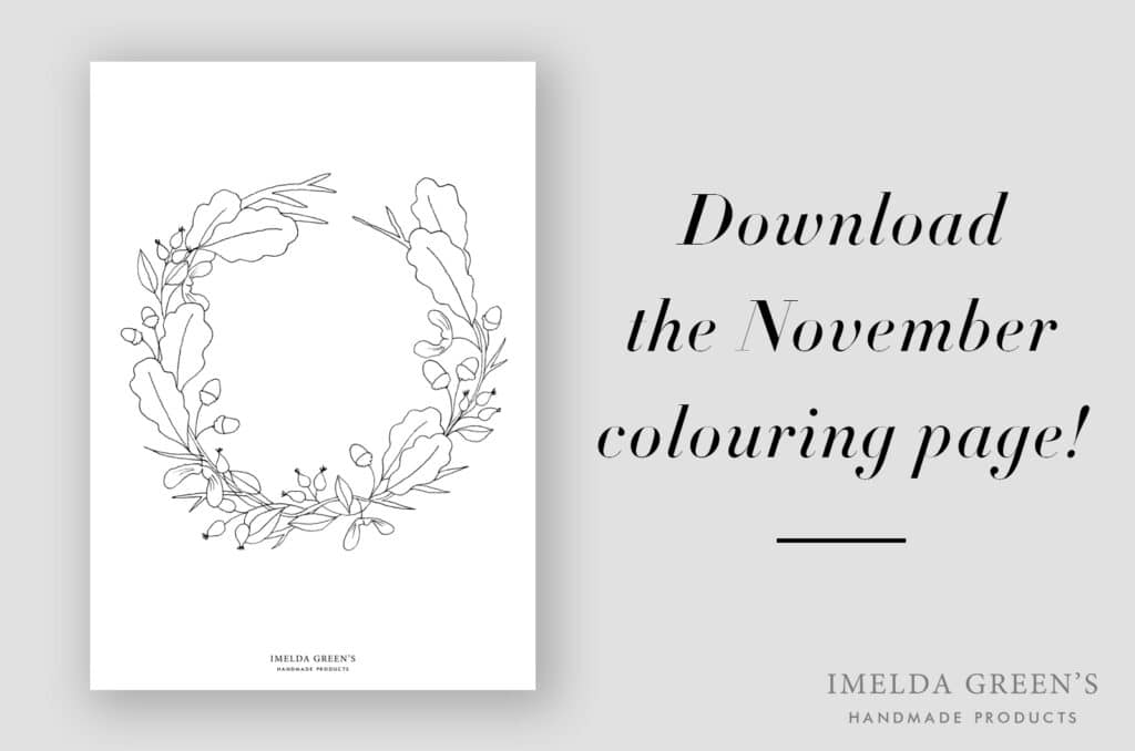 Downloadable colouring page | November floral wreath - watercolour tutorial