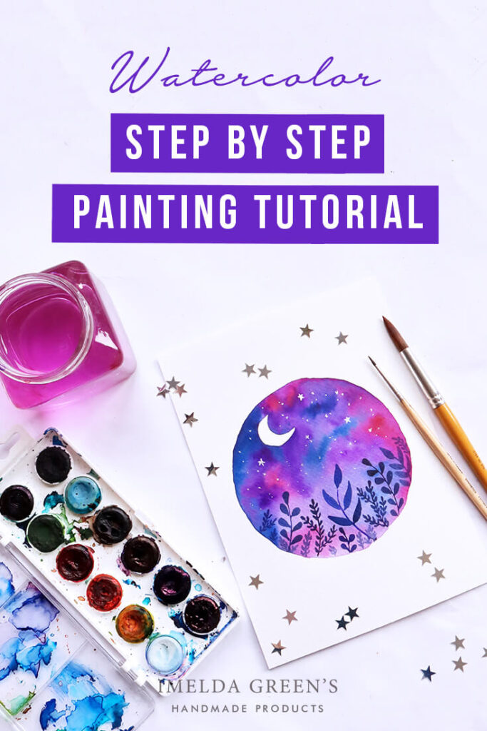 Step by step watercolor painting tutorial - the witch's garden