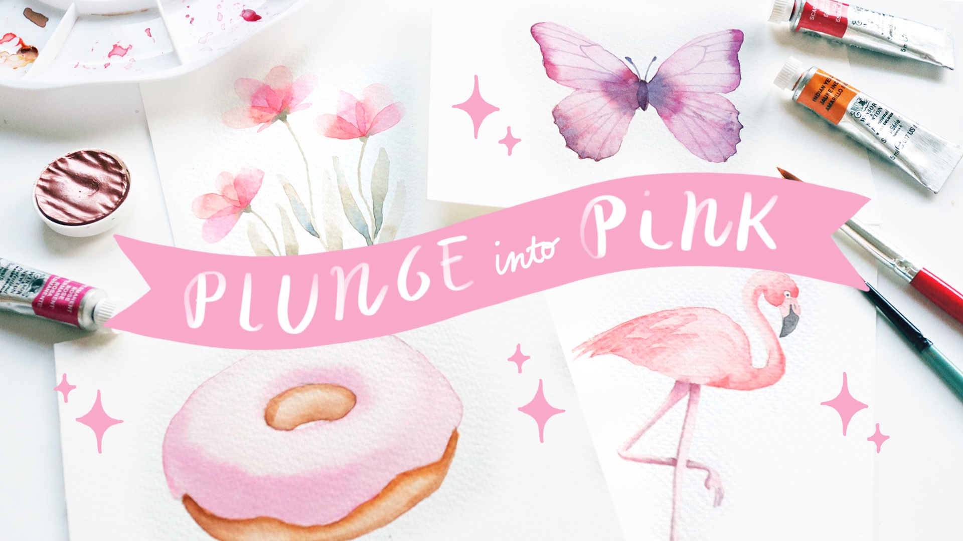 Punge Into Pink | Step By Step Watercolor Painting