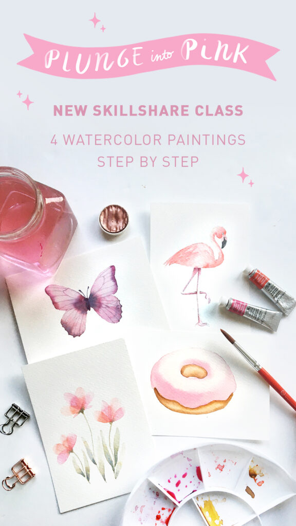 Punge Into Pink | Step By Step Watercolor Painting