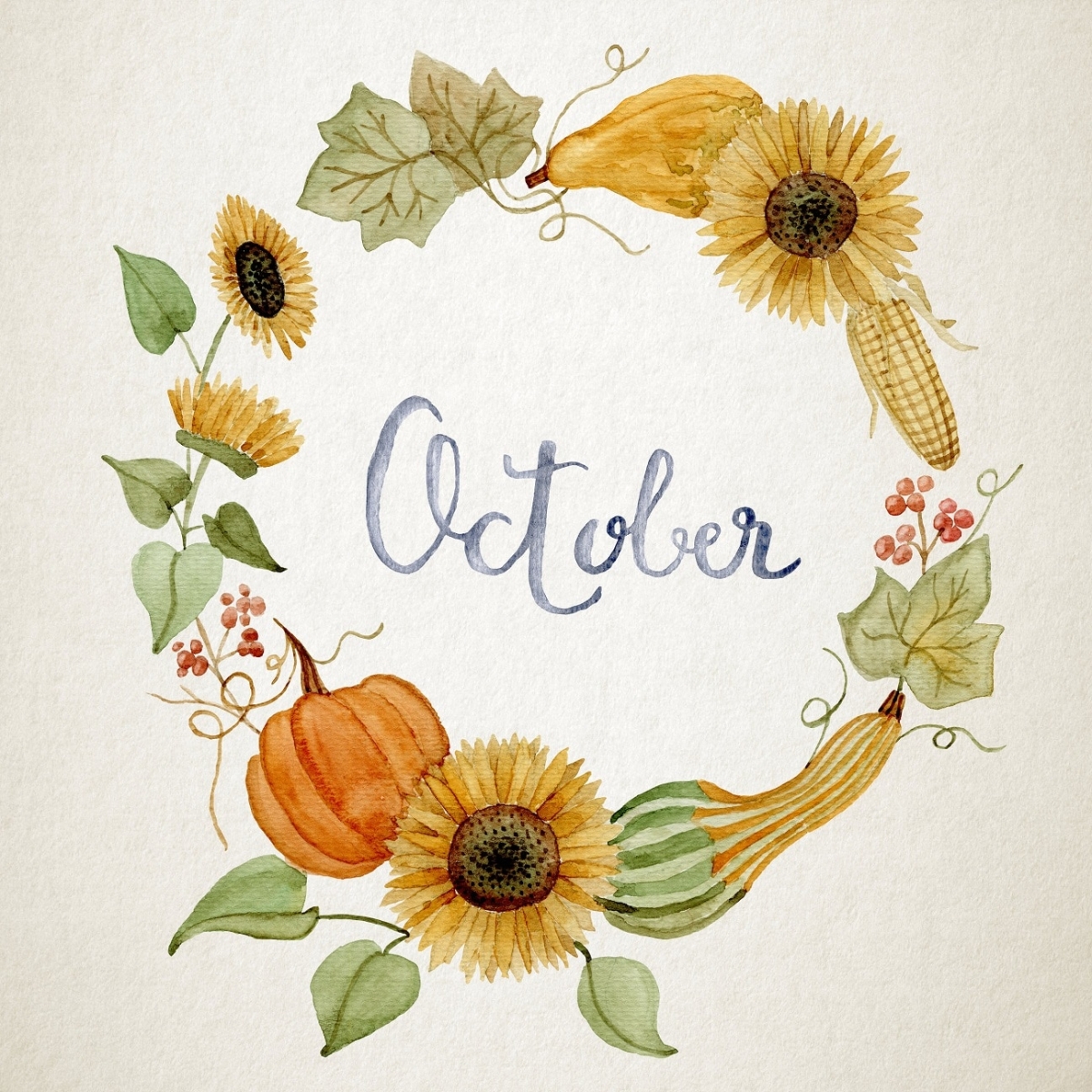 Watercolor floral wreath collection