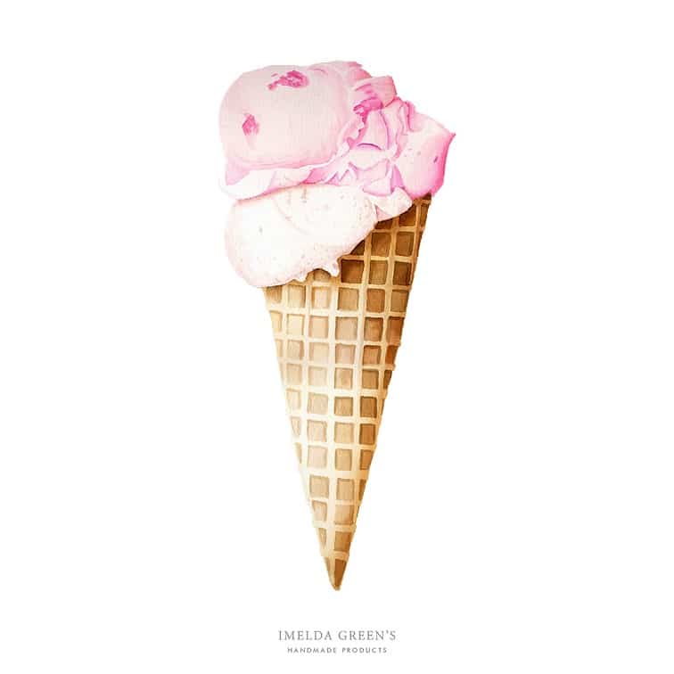 food illustration - strawberry icecream