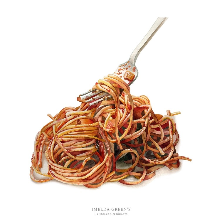 food illustration - spaghetti bolognese