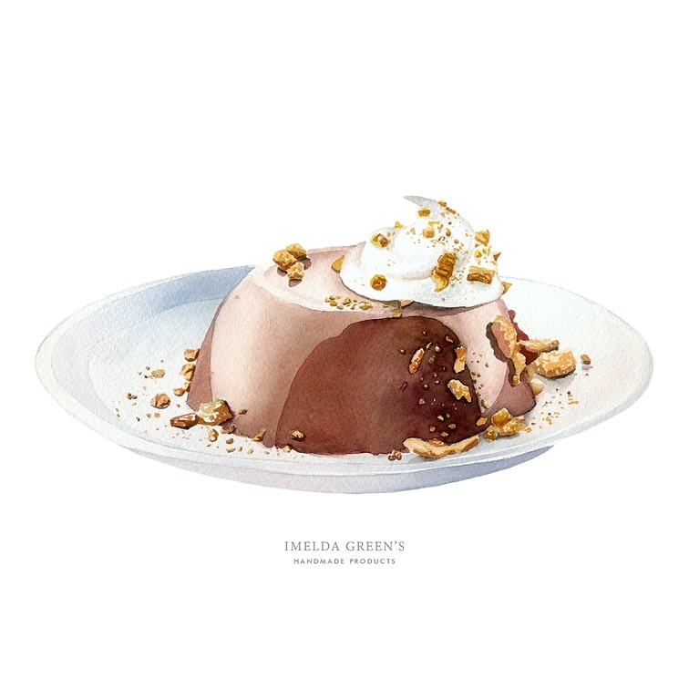 food illustration - chocolate panna cotta dessert