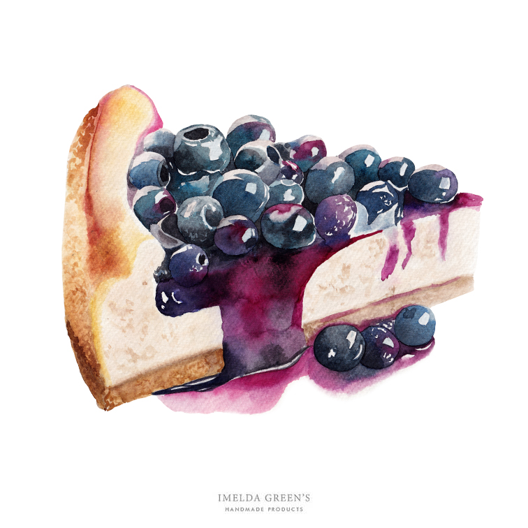 food illustration - blueberry cheesecake