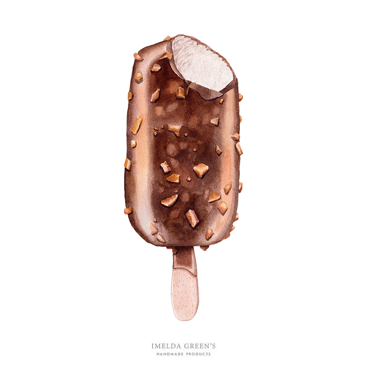 food illustration - popsicle icecream chocolate vanilla almond