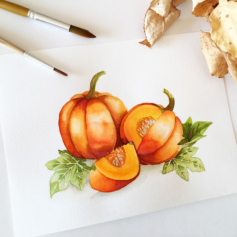 Watercolor Veggies - pumpkin